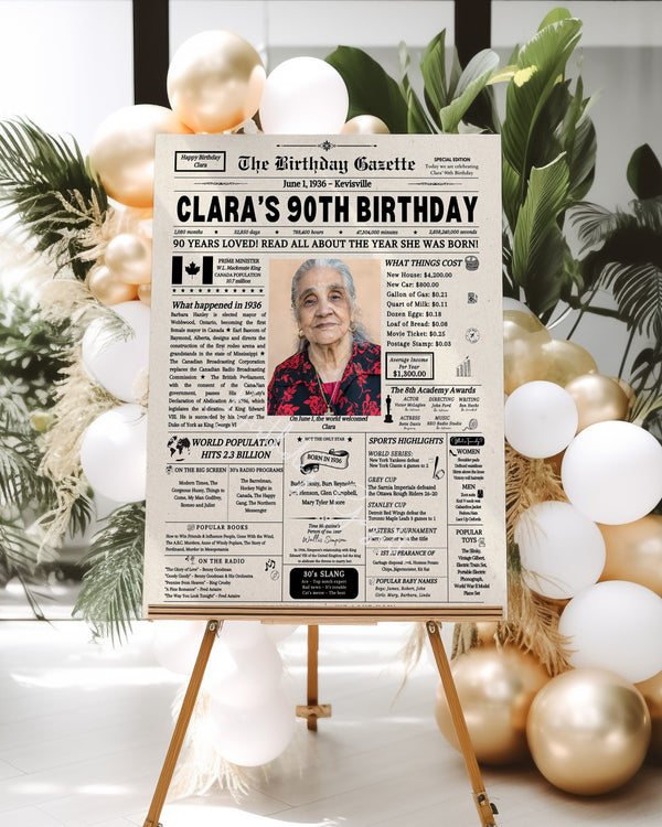 90th Birthday Newspaper Customized Canada