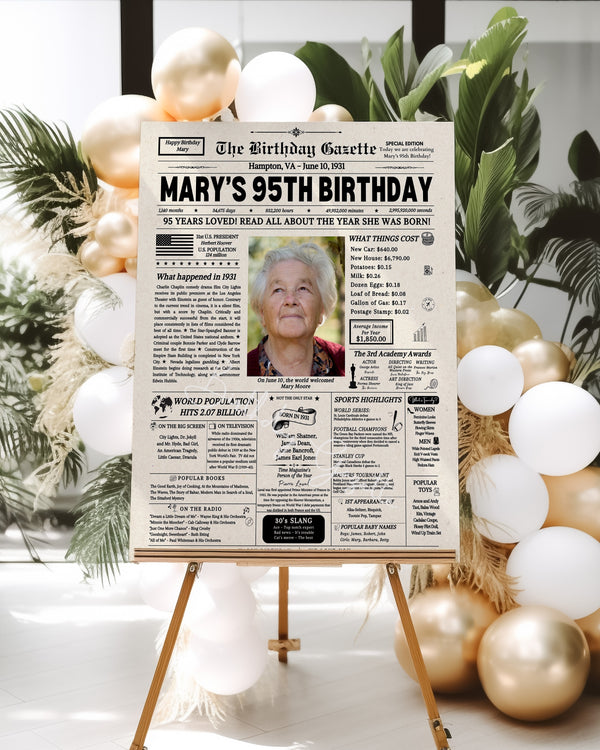 95th Birthday Newspaper Customized USA