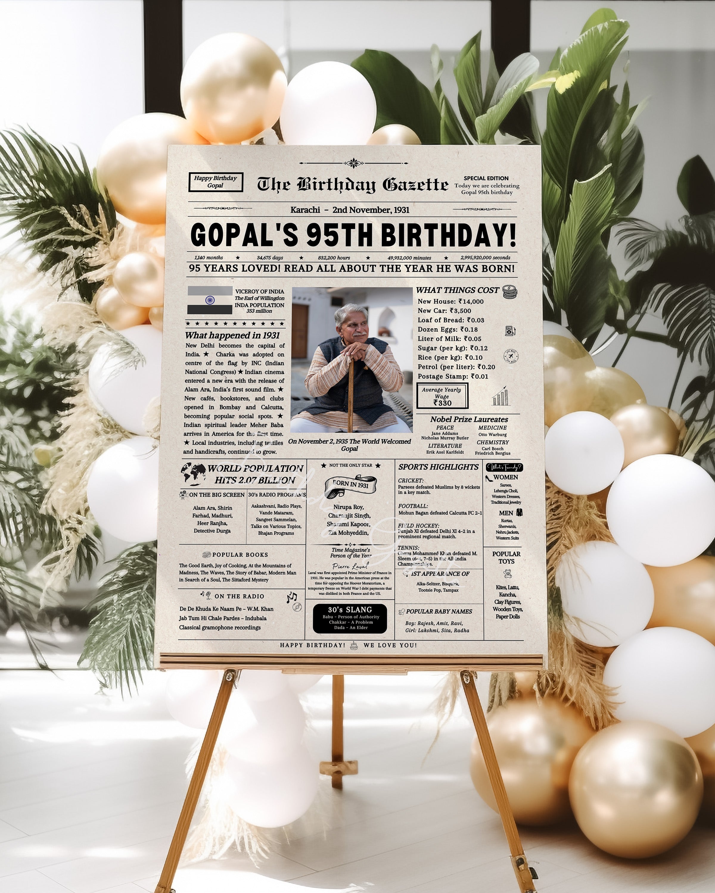 95th Birthday Newspaper Customized India Secondary image