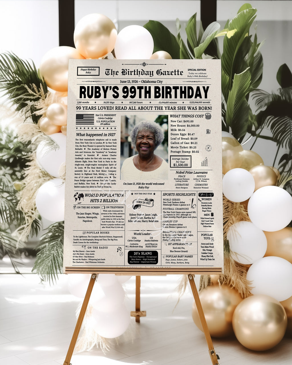 99th Birthday Newspaper Customized USA