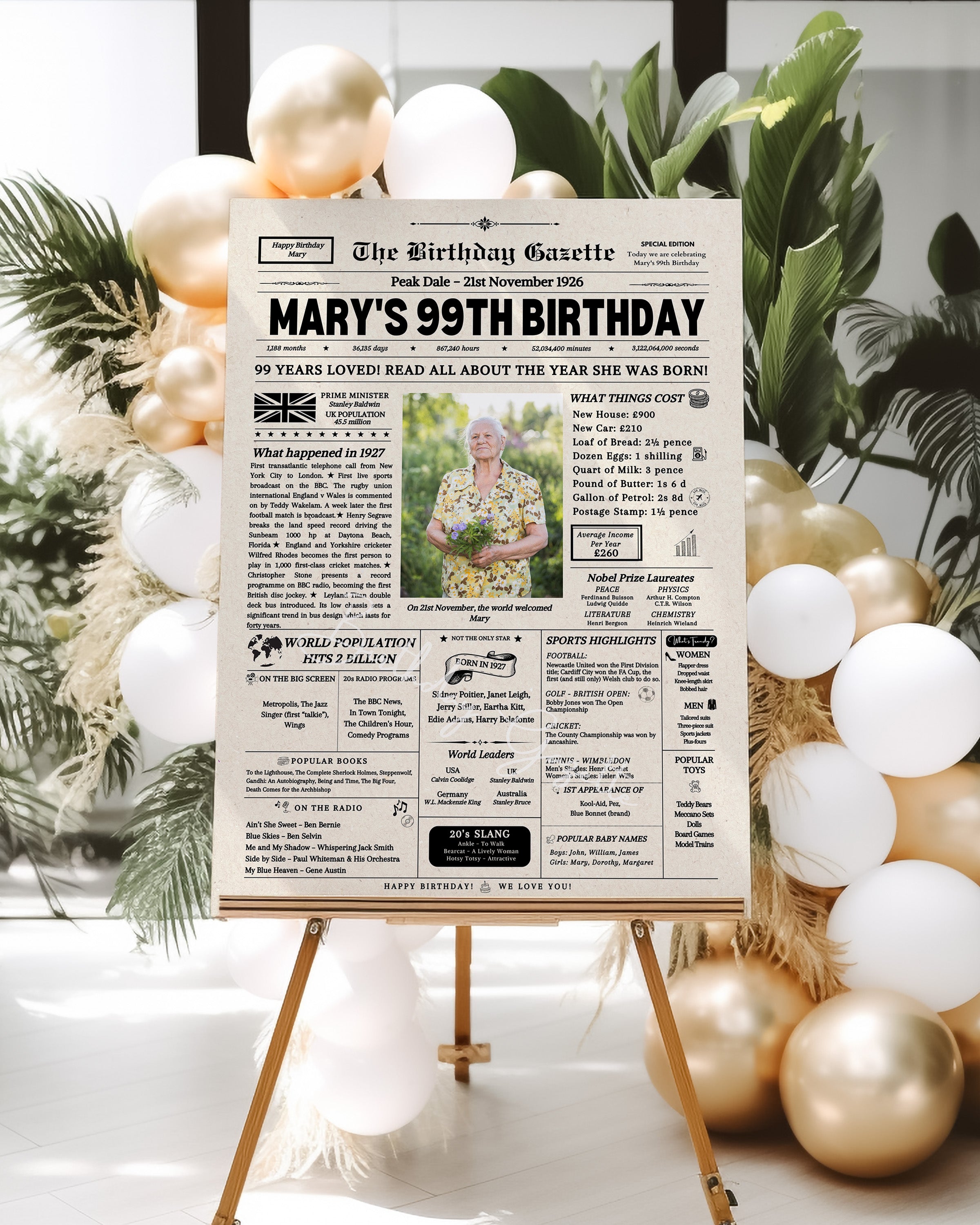 99th Birthday Newspaper Customized UK Secondary image