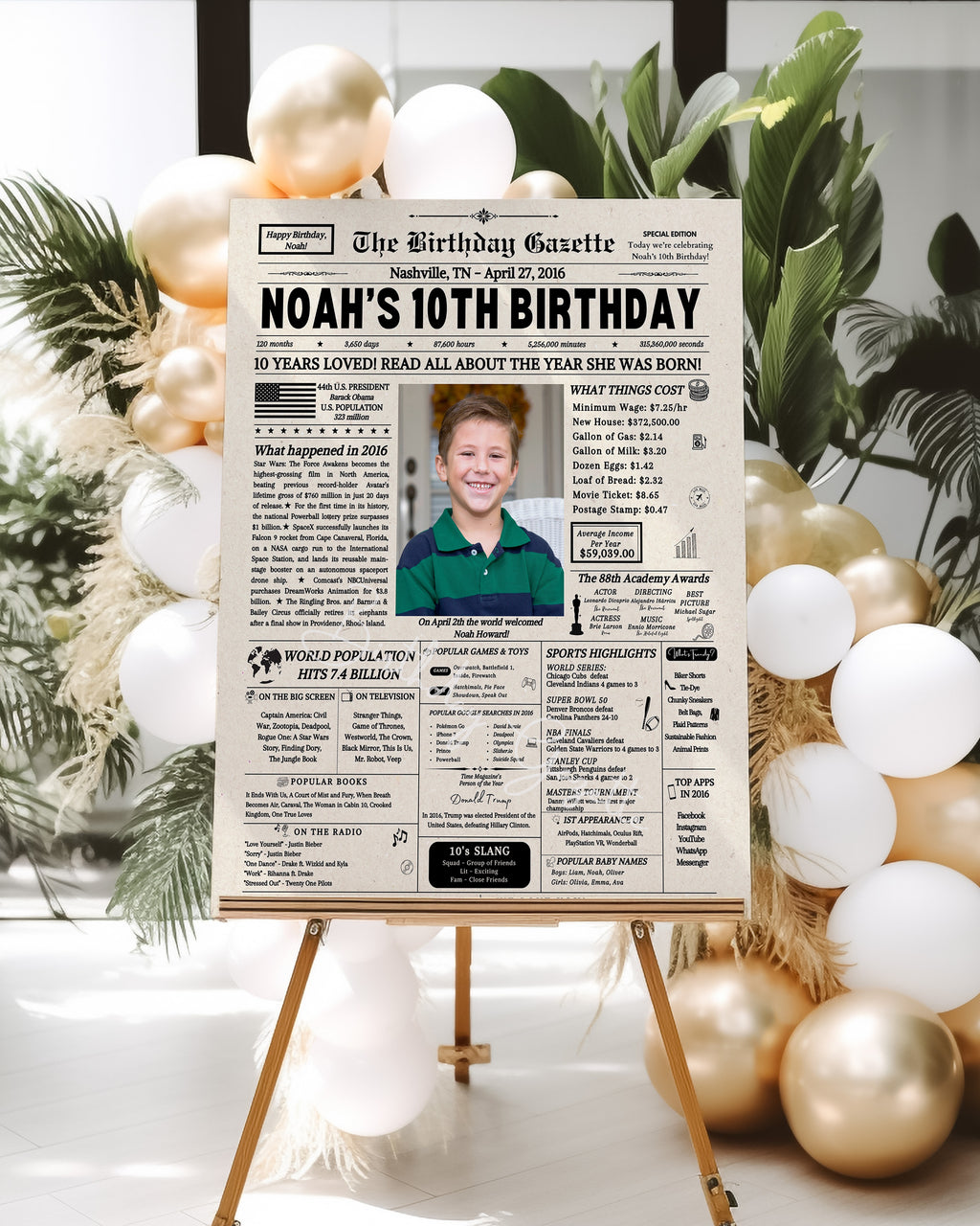 10th Birthday Newspaper Customized USA