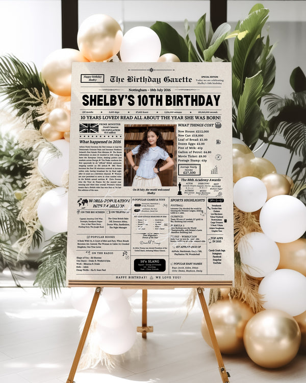 10th Birthday Newspaper Customized UK
