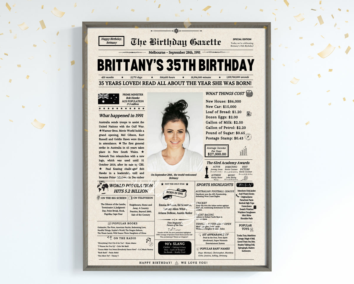 35th Birthday Newspaper Customized Australia Main image