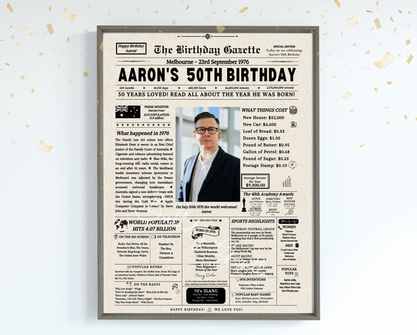 50th Birthday Newspaper Customized Australia