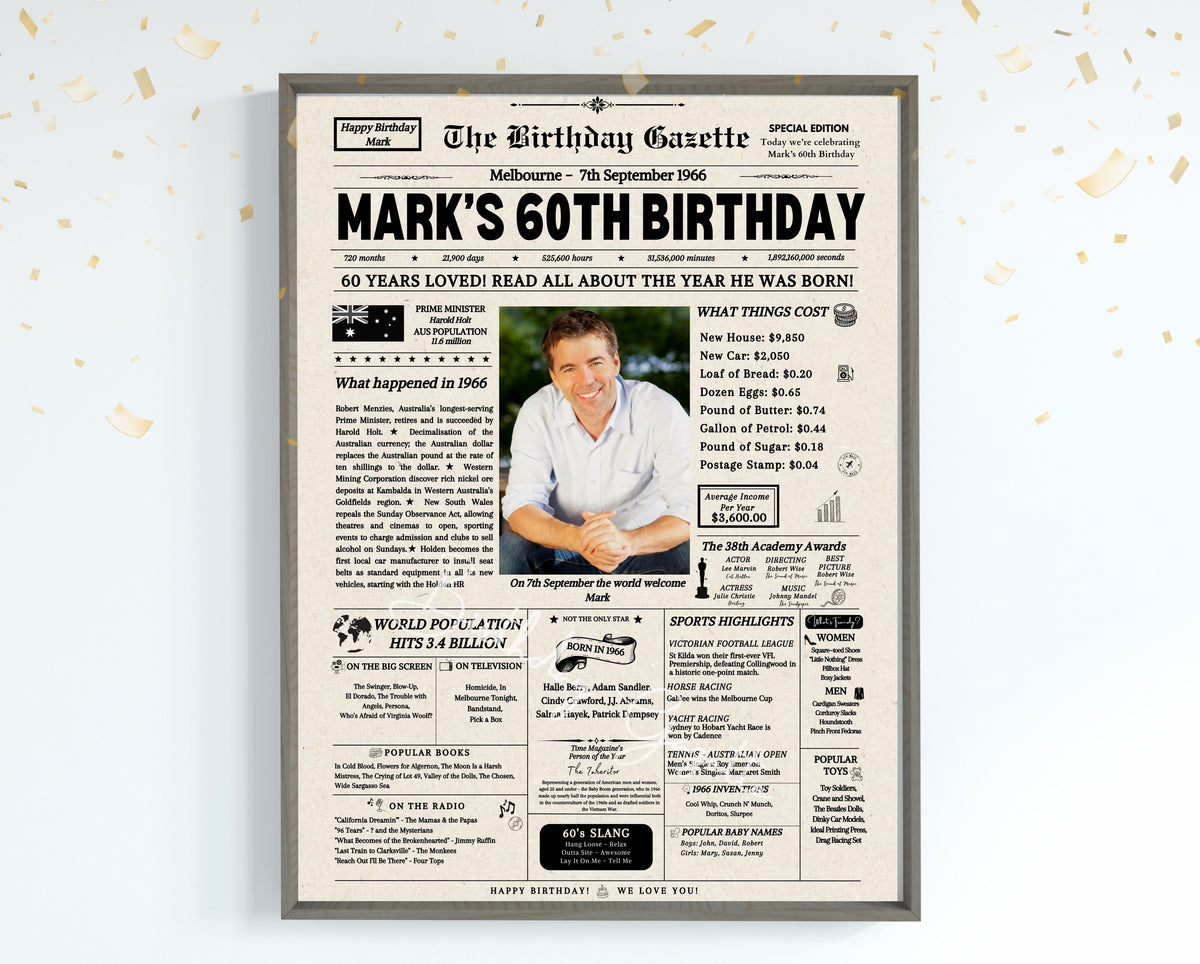 60th Birthday Newspaper Customized Australia Main image