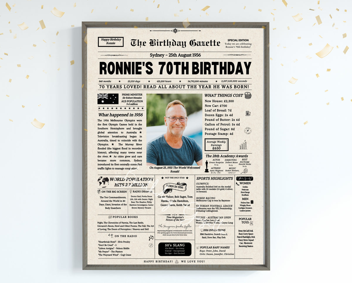 70th Birthday Newspaper Customized Australia Main image