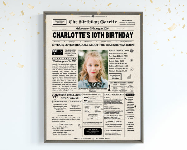 10th Birthday Newspaper Customized Australia