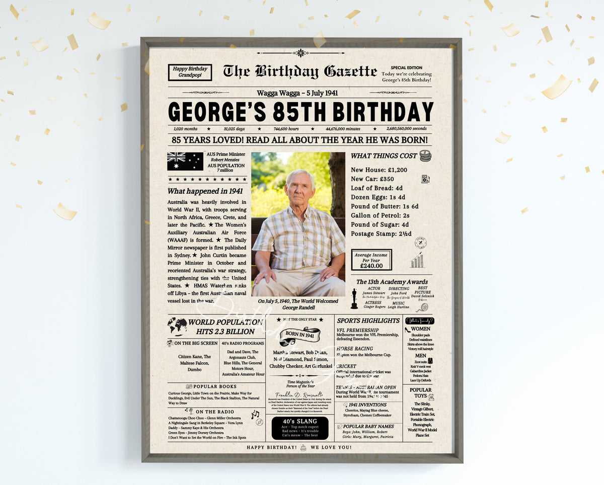 85th Birthday Newspaper Customized Australia Main image