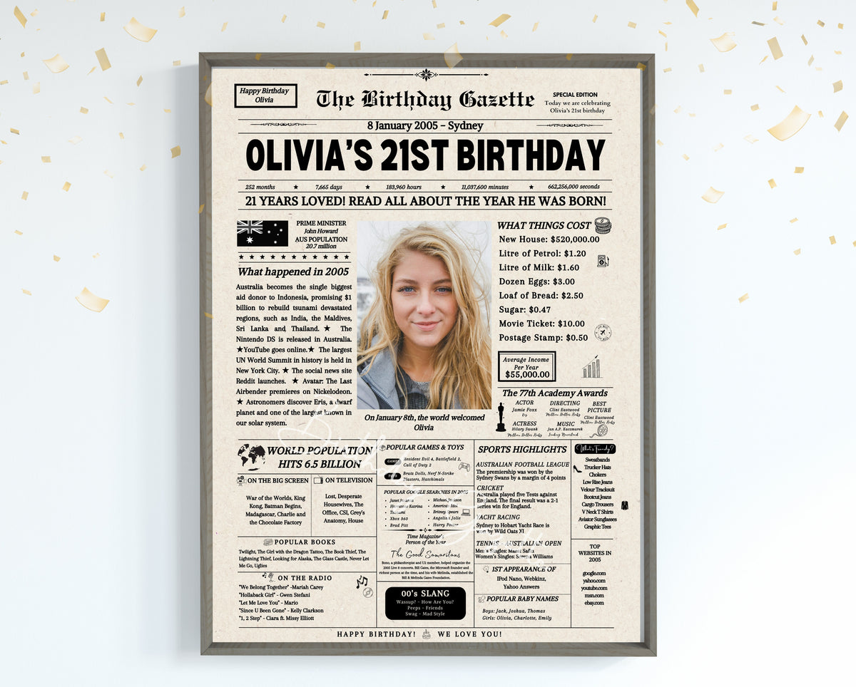 21st Birthday Newspaper Customized Australia Main image