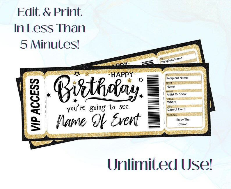 Printable Birthday Concert Ticket