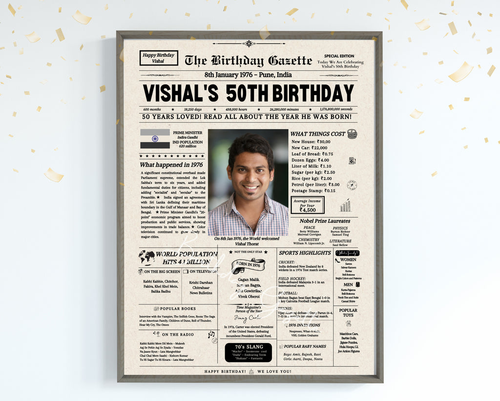 50th Birthday Newspaper Customized India