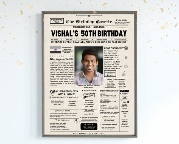 50th Birthday Newspaper Customized India