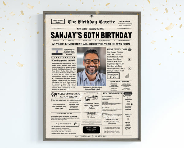 60th Birthday Newspaper Customized India