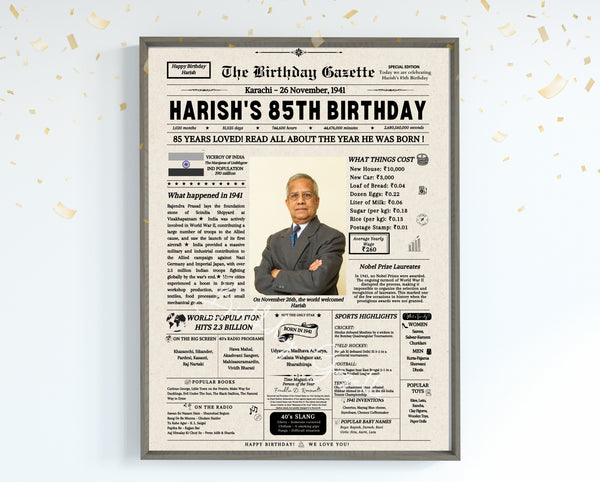 85th Birthday Newspaper Customized India