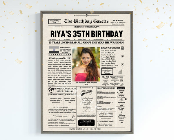 35th Birthday Newspaper Customized India