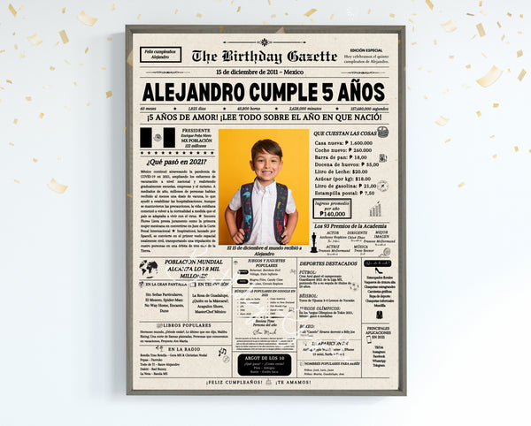 5th Birthday Newspaper Customized Mexico