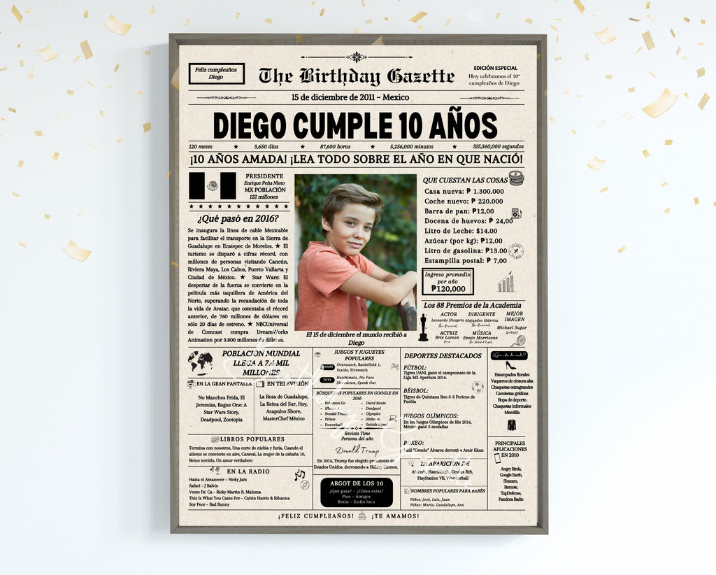 10th Birthday Newspaper Customized Mexico