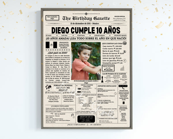 10th Birthday Newspaper Customized Mexico