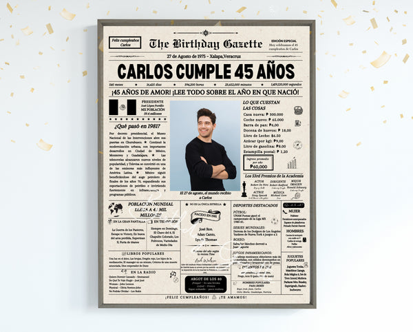 45th Birthday Newspaper Customized Mexico