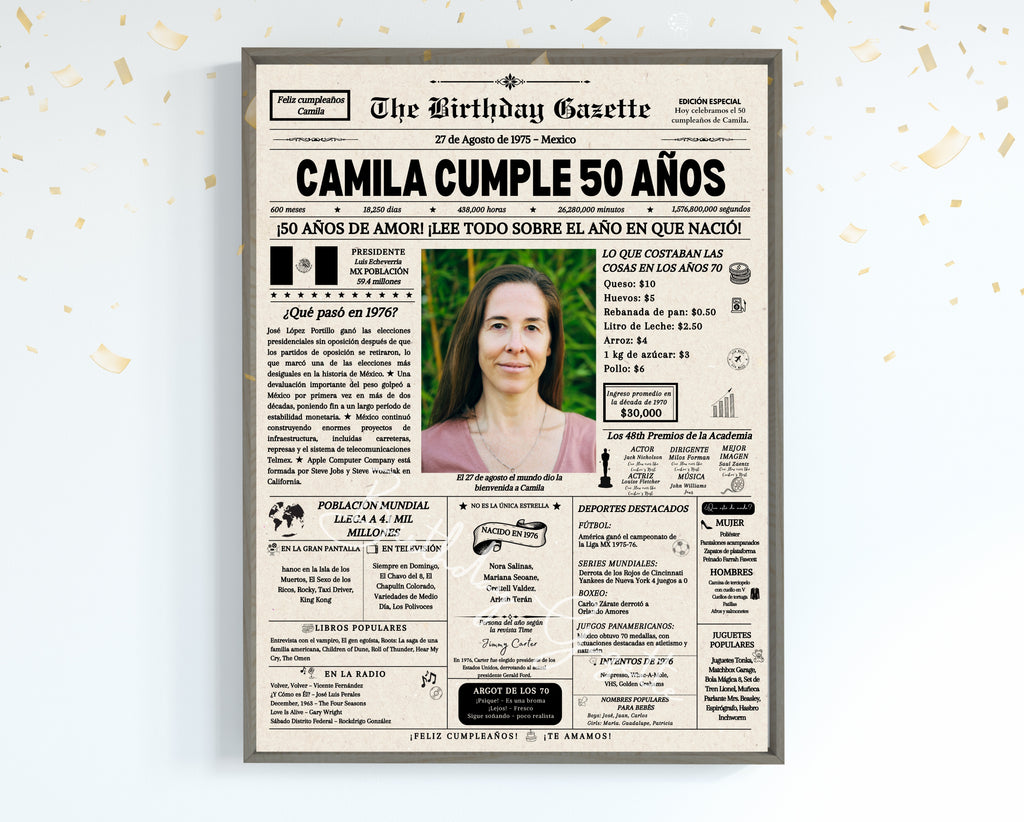 50th Birthday Newspaper Customized Mexico