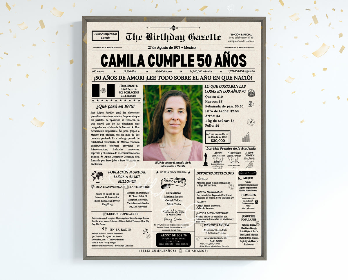 50th Birthday Newspaper Customized Mexico