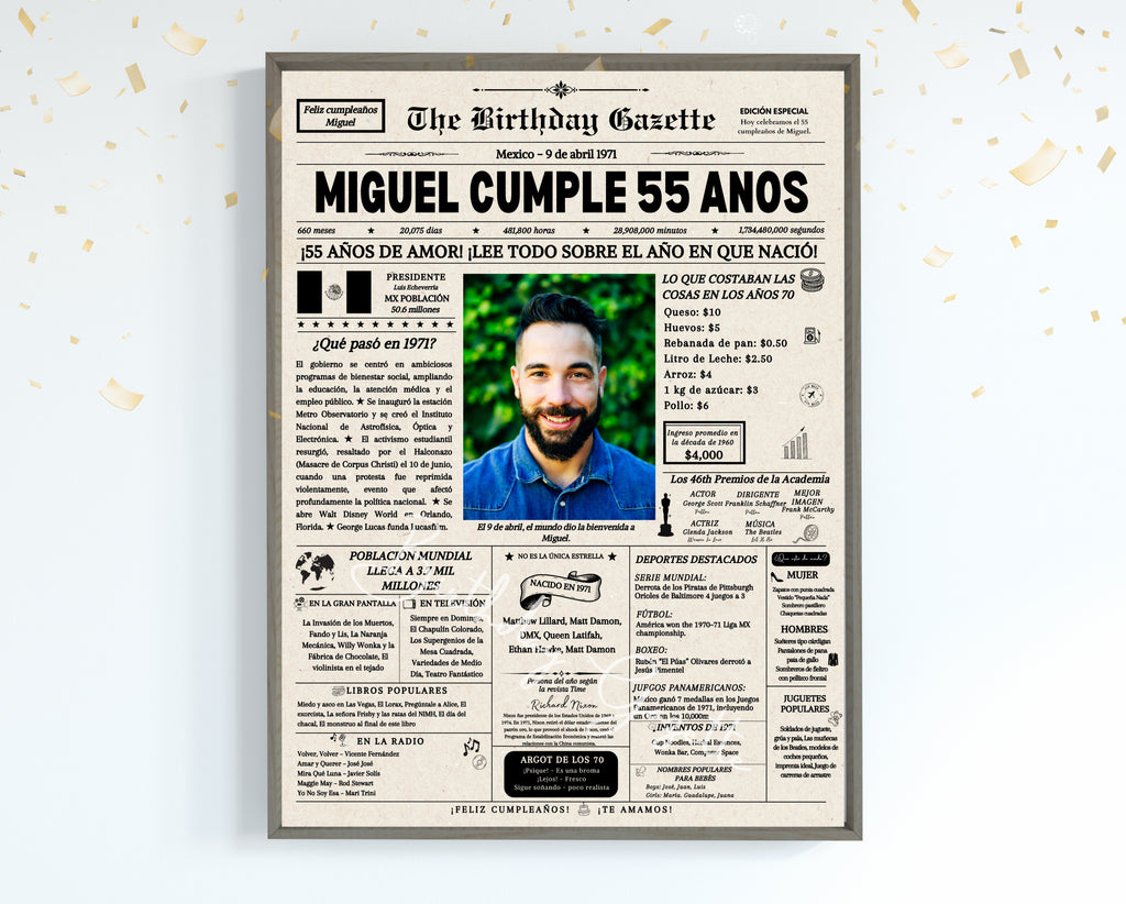 55th Birthday Newspaper Customized Mexico