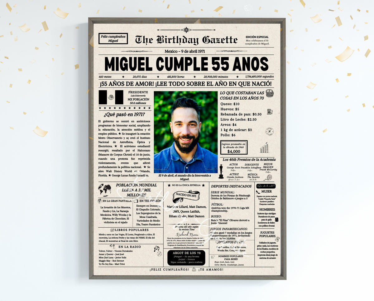 55th Birthday Newspaper Customized Mexico