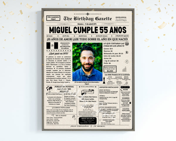 55th Birthday Newspaper Customized Mexico