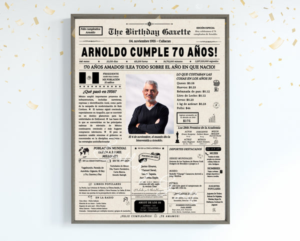 70th Birthday Newspaper Customized Mexico