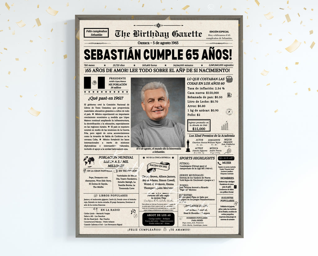 65th Birthday Newspaper Customized Mexico