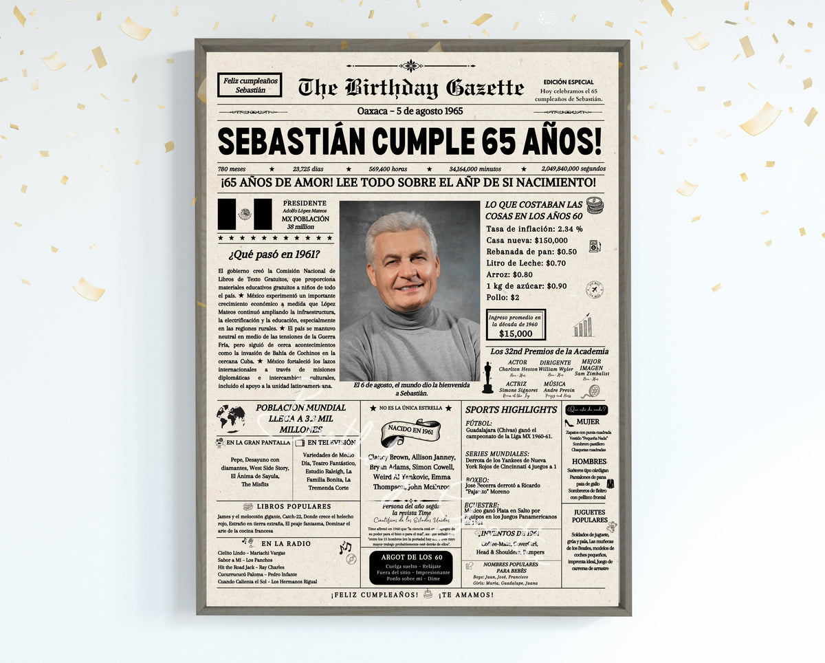 65th Birthday Newspaper Customized Mexico