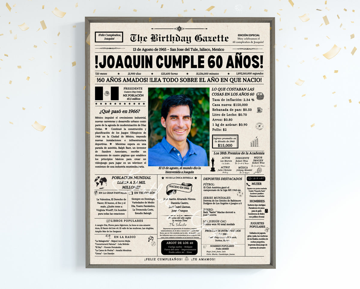 60th Birthday Newspaper Customized Mexico