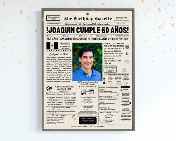 60th Birthday Newspaper Customized Mexico