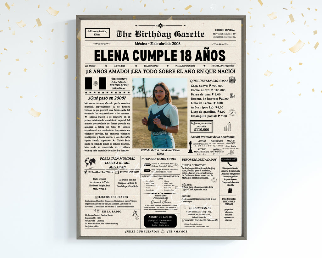 18th Birthday Newspaper Customized Mexico