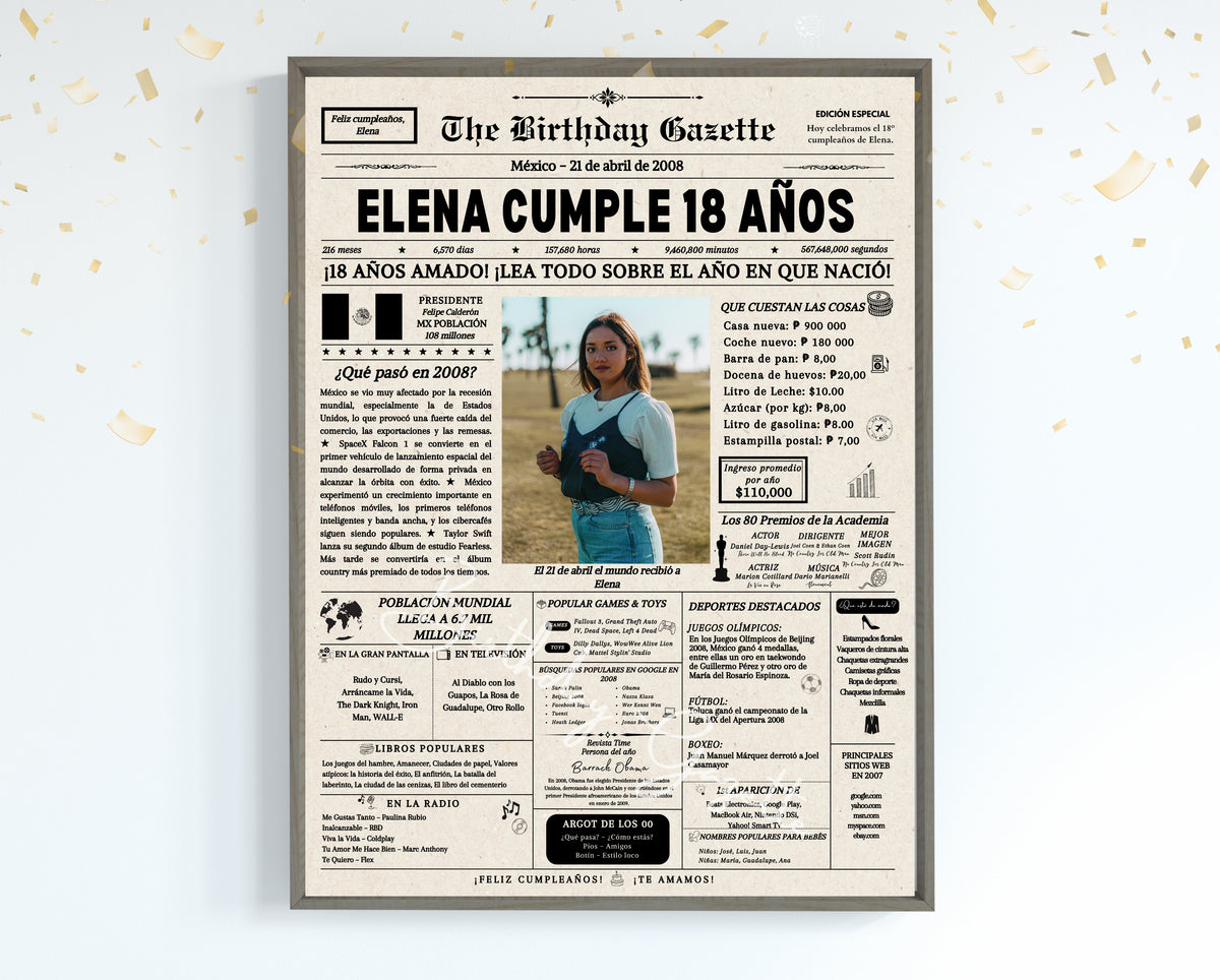 18th Birthday Newspaper Customized Mexico