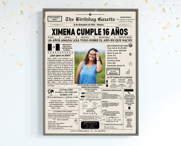 16th Birthday Newspaper Customized Mexico