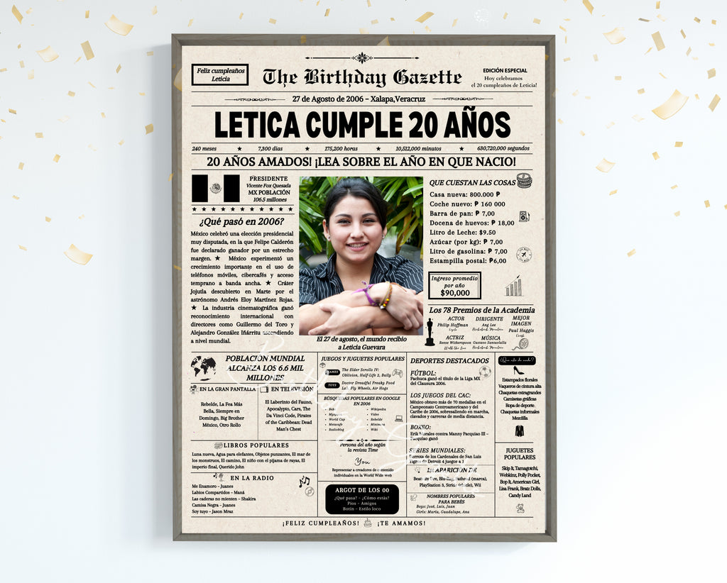 20th Birthday Newspaper Customized Mexico