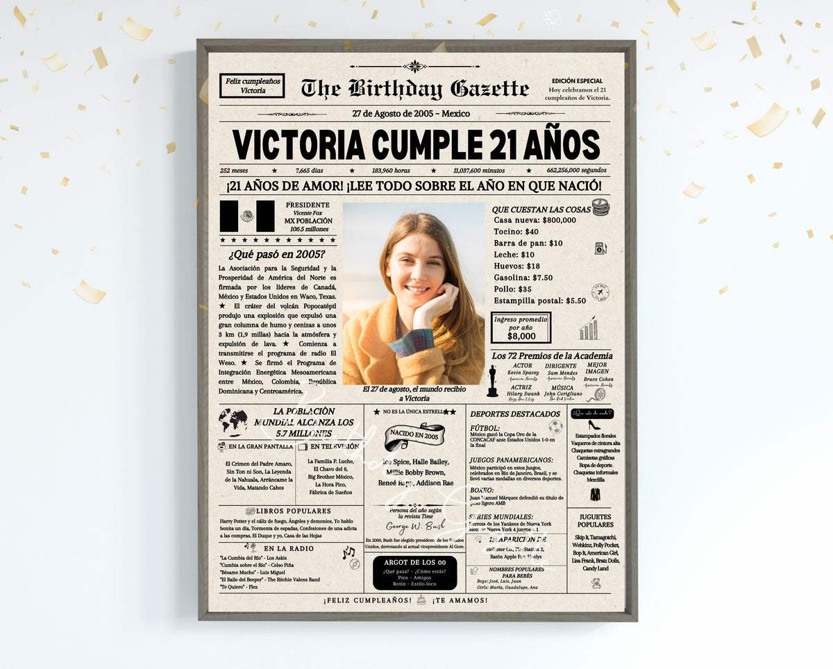 21st Birthday Newspaper Customized Mexico