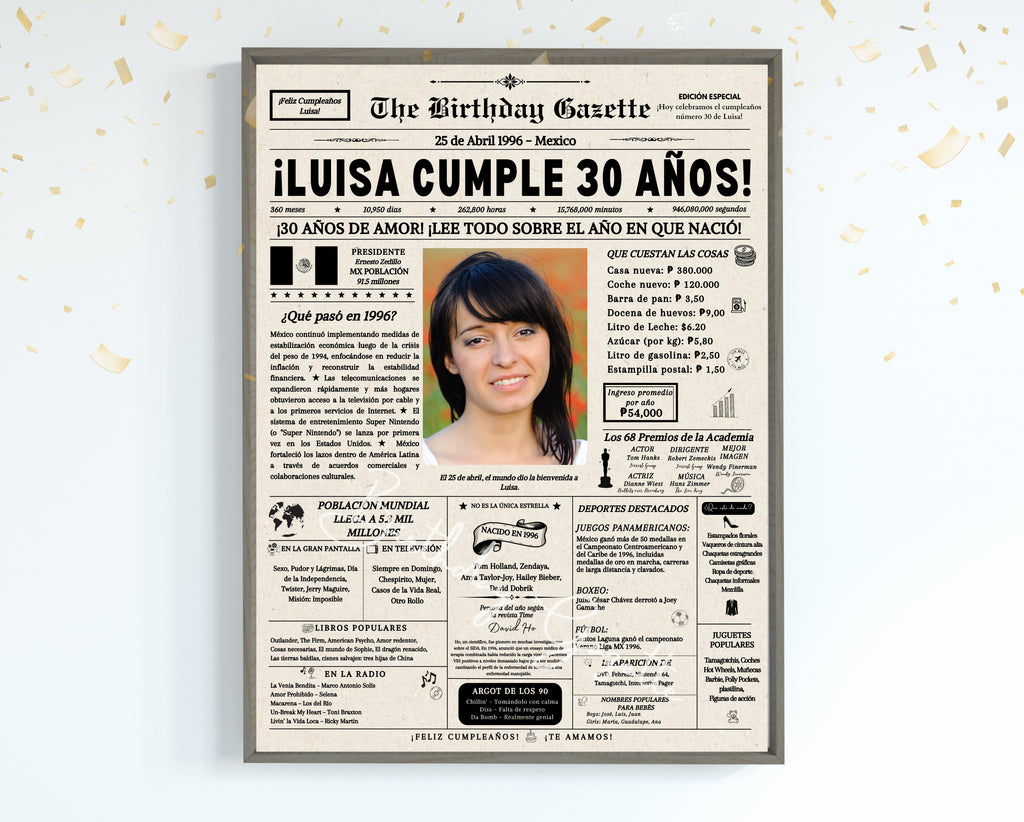 30th Birthday Newspaper Customized Mexico