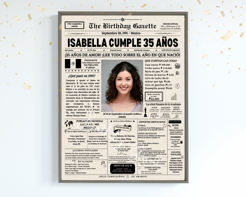 35th Birthday Newspaper Customized Mexico
