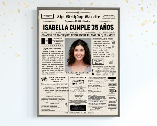 35th Birthday Newspaper Customized Mexico