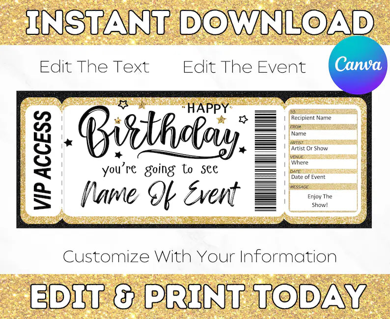 Printable Birthday Concert Ticket Main image
