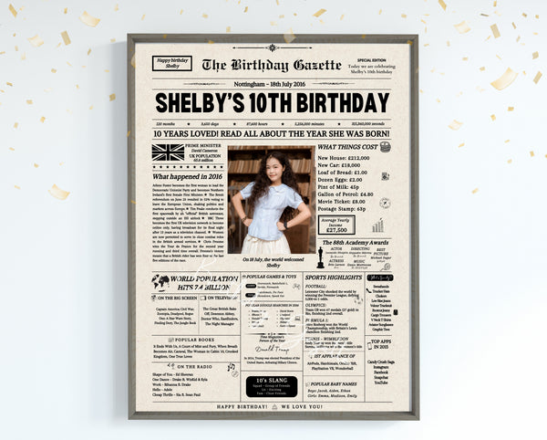 10th Birthday Newspaper Customized UK