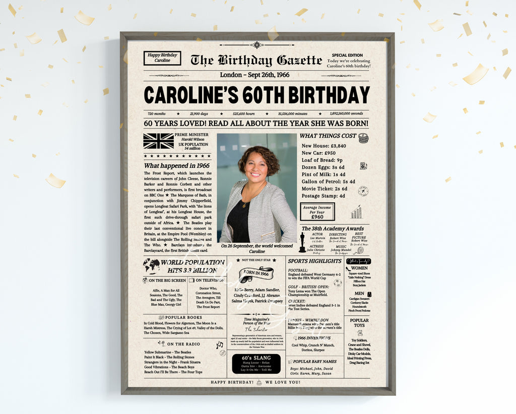 60th Birthday Newspaper Customized UK