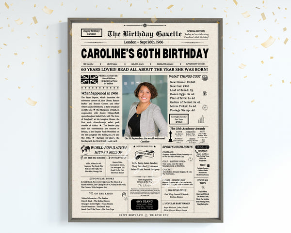60th Birthday Newspaper Customized UK