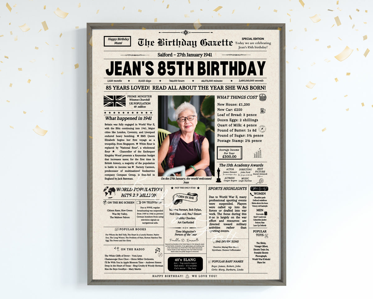 85th Birthday Newspaper Customized UK