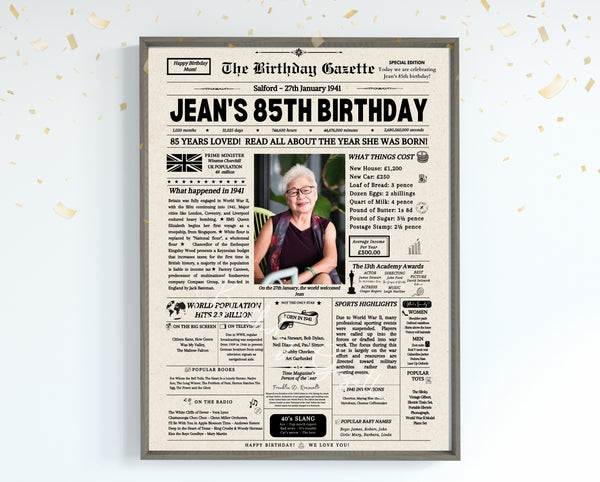 85th Birthday Newspaper Customized UK