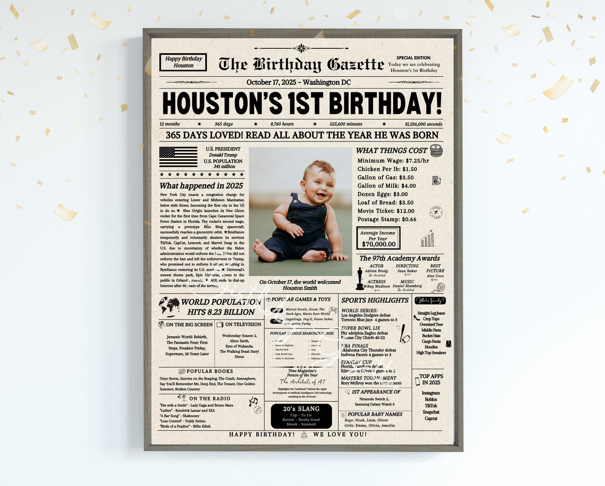 1st Birthday Newspaper Customized USA Main image