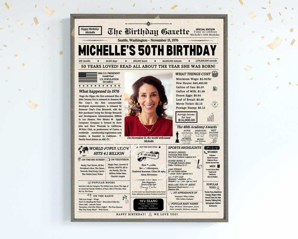 50th Birthday Newspaper Customized USA